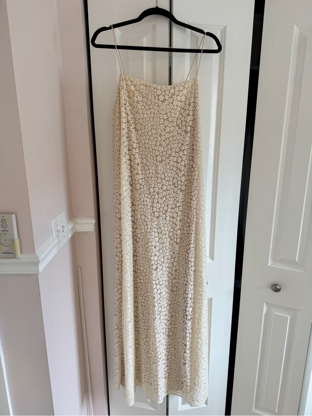 STAUD Cream Lace Slip Maxi Dress